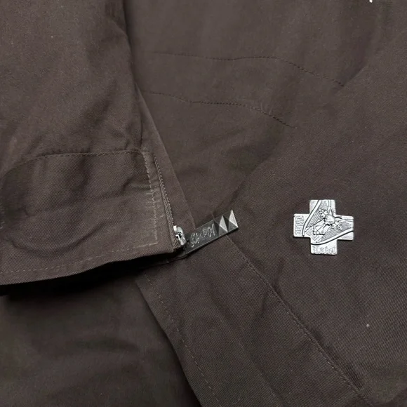 Vintage Y2K Blac Label Jacket Men’s Large Trench Military Graphic Brown Full Zip - Picture 11 of 15